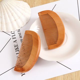 Lược gỗ chải tóc mini hình vòng cung