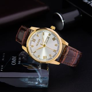 Đồng Hồ Nam OLEVS OL6602 Dây Da Siêu Nhẹ, Siêu Bền, Mặt Đồng Hồ Đính Kim Cương Nhân Tạo Làm Toát Lên Sự Đẳng Cấp , Sang Trọng , Mặt Kính Chống Trầy Xước , Chống Nước 3atm , Kiểu Dáng Năng Động, Phong Cách Lịch Lãm