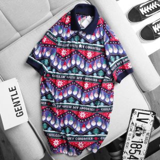 [size to 50-110kg] Áo thun nam có cổ giáng sinh xám