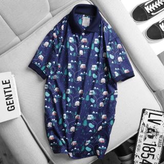 [size to 50-110kg] Áo thun nam có cổ giáng sinh xám