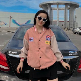Áo khoác nhung kiểu bomber cá tính