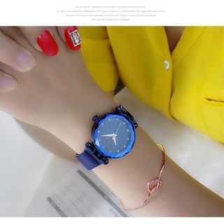 Đồng Hồ Nữ Suoer SU6081 Dây Titanium Siêu Nhẹ - Khóa Hít Nam Châm Sành Điệu - Mặt Kim Tuyến 3D Đính Kim Cương Nhân Tạo Sang Chảnh - Đồng Hồ Thời Trang Nữ Sang Trọng