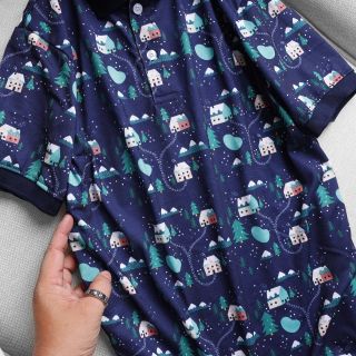 Áo thun nam có cổ giáng sinh đỏ full