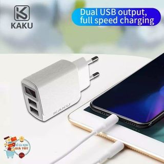 Cóc sạc 2 cổng usb có đèn led báo hiệu, kaku ,ksc-180