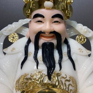 Tượng thần tiền ( thần phát) bằng đá trắng, họa tiết dát vàng sang trọng, giá tốt