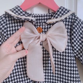 Áo khoác dạ kẻ thuỷ thủ cho bé gái