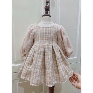 Váy cho bé dạ lưới tay hạt thiết kế bé gái