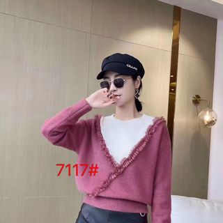 Áo len đông phối viền