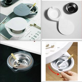 GẠT TÀN THUỐC TÀNG HÌNH DÁN DƯỚI MẶT BÀN BẰNG THÉP KHÔNG RỈ