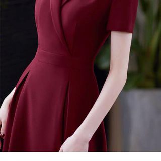 ĐẦM XOÈ CỔ VEST ĐỎ ĐÔ - DT1441 -