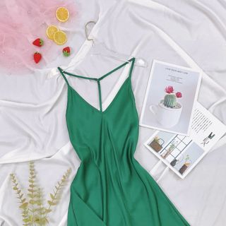 Đồ ngủ váy ngủ sexy chữ T chất lụa Quảng Đông
