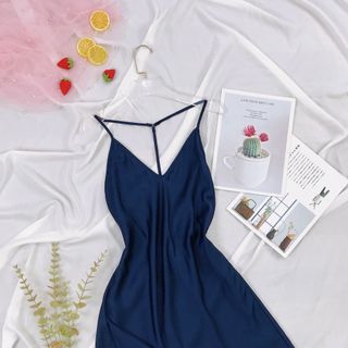 Đồ ngủ váy ngủ sexy chữ T chất lụa Quảng Đông