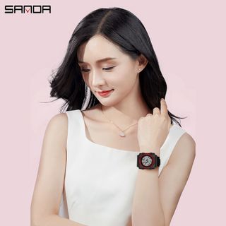 Đồng hồ Nữ Nam Unisex thể thao SANDA JAPAN, Kiểu Dáng Apple Watch, Thương hiệu Nhật, Siêu Chống Nước