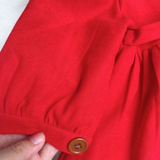 Váy thu đông nhung đỏ cho bé gái THIẾT KẾ
