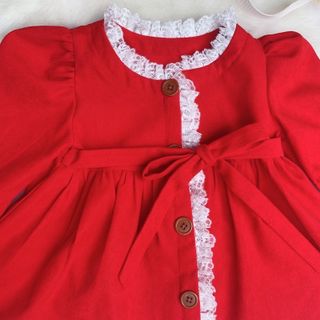 Váy thu đông nhung đỏ cho bé gái THIẾT KẾ