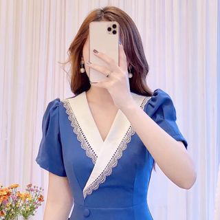 Đầm công sở cổ V