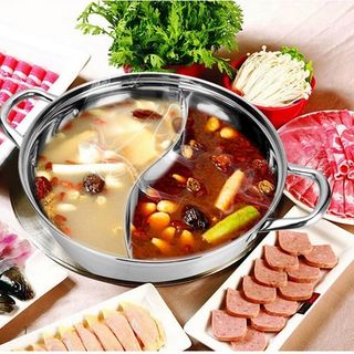 NỒI LẨU INOX HOT POT 2 NGĂN 30 CM DÙNG ĐƯỢC CẢ BẾP TỪ, BỘ KÈM VUNG KÍNH giá sỉ