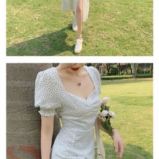 Đầm bi nhíu ngực