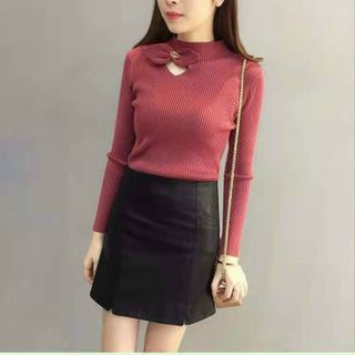 Áo len đông kiểu cổ nơ