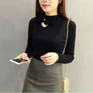 Áo len đông kiểu cổ nơ