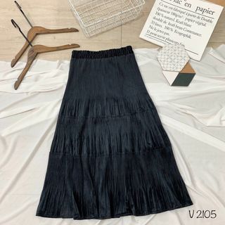 Chân váy dạ nhung nhún li V2105