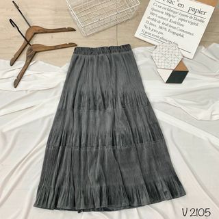 Chân váy dạ nhung nhún li V2105
