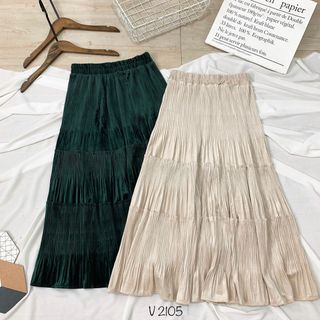 Chân váy dạ nhung nhún li V2105