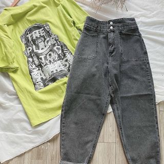 Quần baggy jean nữ lưng cao hai túi size đại Ms89 kho chuyên sỉ jean 2Kjean