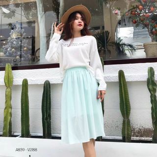 Chân váy xoè Chân váy voan lụa trơn màu