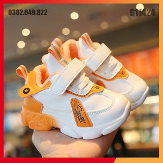 Giày Thể Thao Bé Trai Bé Gái Lót Nhung Ấm Áp Quai Dán Bề Mặt Da Đế Mềm Kiểu Dáng Hiện Đại Size 27 - 31
