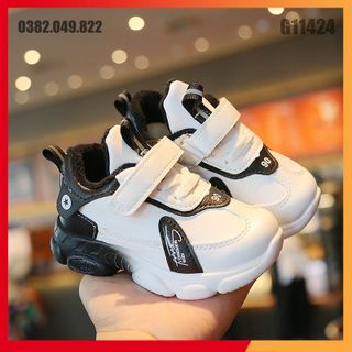 Giày Thể Thao Bé Trai Bé Gái Lót Nhung Ấm Áp Quai Dán Bề Mặt Da Đế Mềm Kiểu Dáng Hiện Đại Size 27 - 31