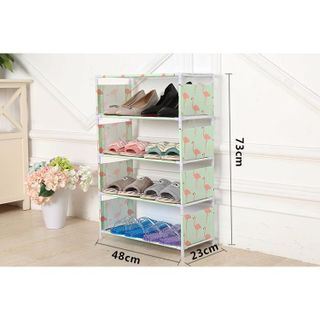 Kệ giày vải hoa văn 4 tầng