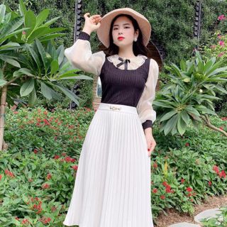 Set áo + chân váy xếp ly thanh lịch
