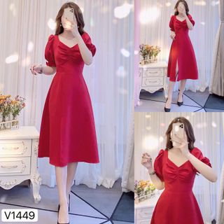 Đầm dự tiệc xẻ tà tay phồng
