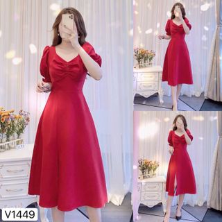 Đầm dự tiệc xẻ tà tay phồng