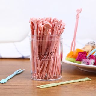 Hủ 50 nĩa nhựa ghim trái cây, rau câu