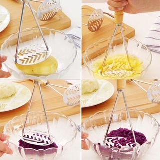 Dụng cụ nghiền khoai tây, rau củ cán gỗ
