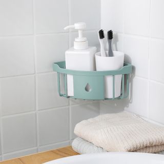 Kệ góc mini dán tường nhà tắm, nhà bếp tiện dụng