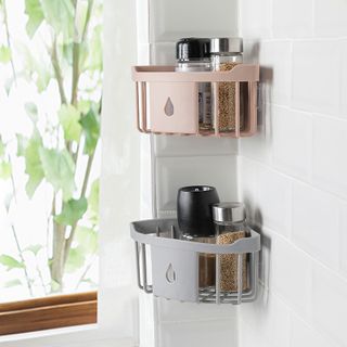 Kệ góc mini dán tường nhà tắm, nhà bếp tiện dụng