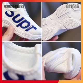 Giày Thể Thao Màu Trắng Lưới Thoáng Khí Cho Trẻ Em Vải Co Giãn Thao Tác Nhanh Mềm Có Thể Gập Dễ Dàng Size 27-32 - G11710