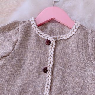 Sỉ quần áo trẻ em - Set áo váy dạ màu ghi