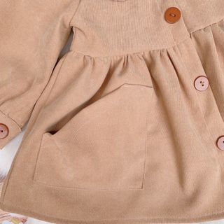 Váy trẻ em dạ nhung nâu bèo cổ cho bé