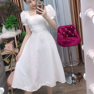 Đầm xoè tay phồng