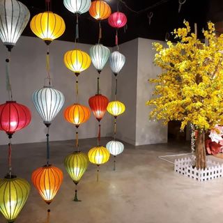 Set 10 Lồng đèn vải lụa 30cm đủ màu,kiểu