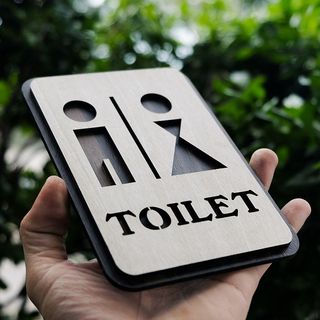 Tranh gỗ treo tường - Bảng toilet, phòng vệ sinh,WC F03 -CRN -01, Kích thước 30x20.6cm