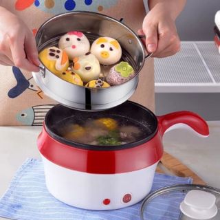 Nồi lẩu hấp nấu mì mini 2 tầng đa năng chống dính 2 trong 1