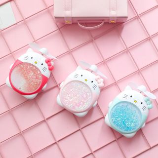 Quạt mini để bàn, quạt cầm tay hình thú có đèn led nhũ kiêm tuyến