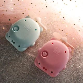 Quạt mini để bàn, quạt cầm tay hình thú có đèn led nhũ kiêm tuyến