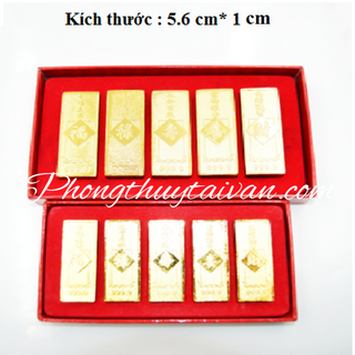 Thỏi vàng cây HỘP 5 thanh dày chiêu lộc 5.7cm vàng 999