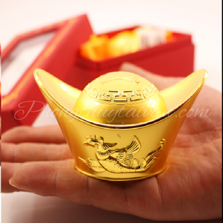 Thỏi vàng tài lộc Phượng Hoàng không đế(đặc 10cm)
